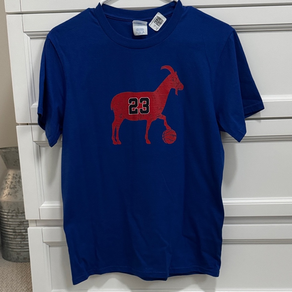Youth Blue Graphic Tee with Red Goat Design